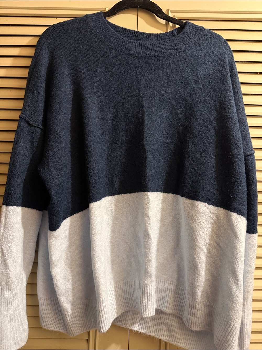 Womens  Colorblock Crewneck Sweater - Navy and Cream